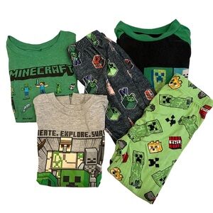 Minecraft Kids Clothes Bundle Size X-Small 4/5 T-shirts & Pajamas 5 Pieces Lot